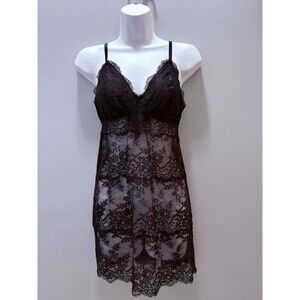 Soma Sheer Lace Nightie Size S Black Dress Whimsigoth Feminine Vampire Grunge